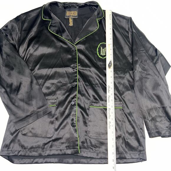 Wicked x Forever 21 Pajama Set Women’s Size L Black Satin Sparkle Embellished - Picture 4 of 12